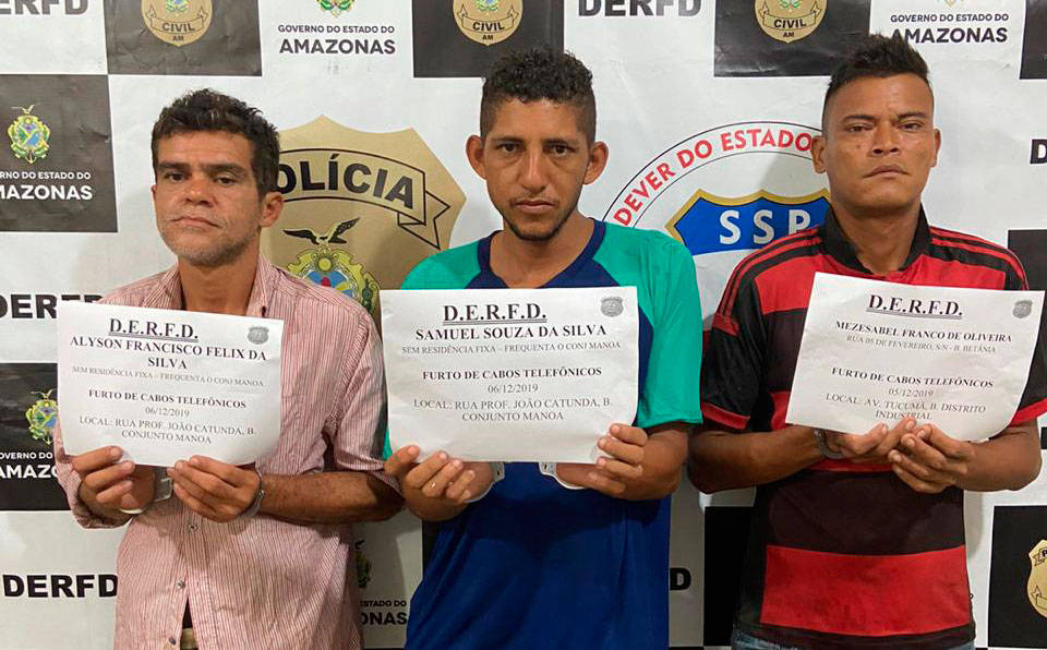 Trio é preso por furtar cabos de empresa de telecomunicações