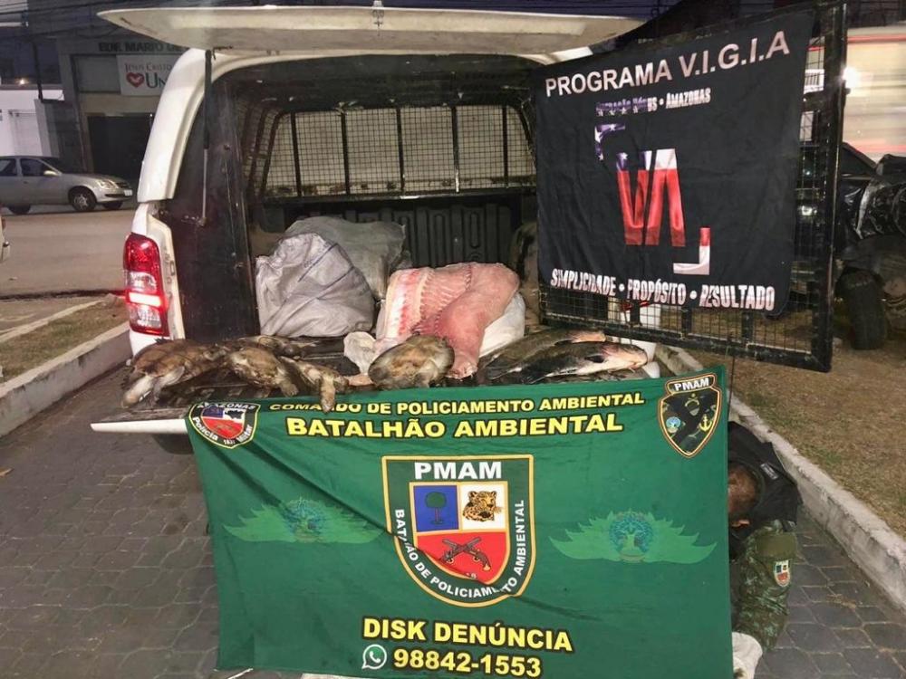 Mais de 100 kg de pescado ilegal e quelônios são apreendidos em Manaus