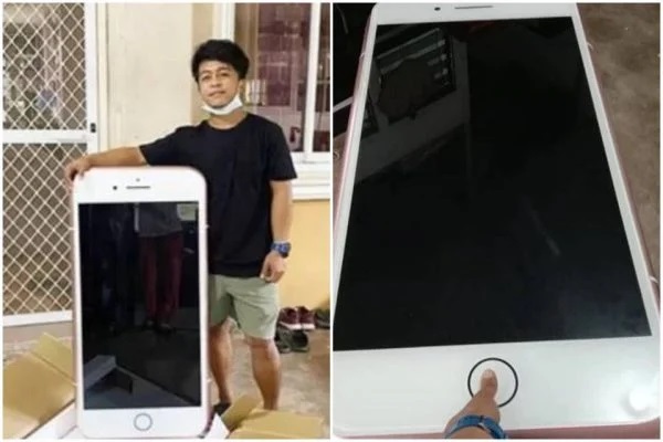Jovem compra iPhone superbarato e recebe mesa no formato do celular