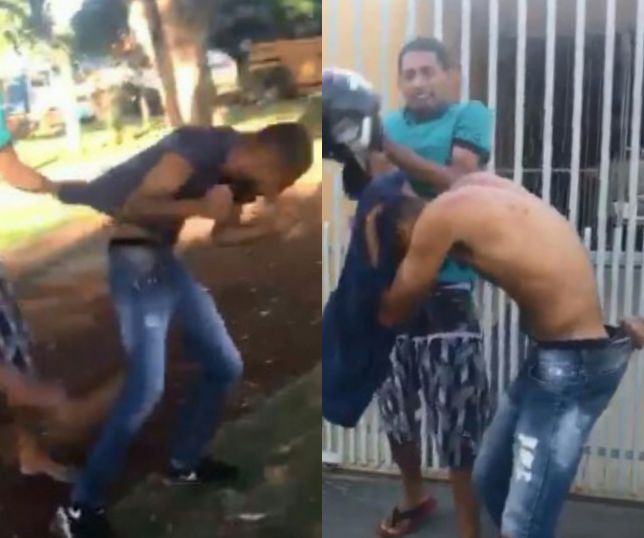 Vídeo mostra ladrão de moto sendo brutalmente espancado por grupo de homens enfurecidos