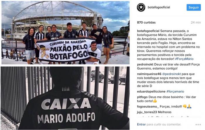 Botafogo faz homenagem a jornalista amazonense que está internado em estado grave