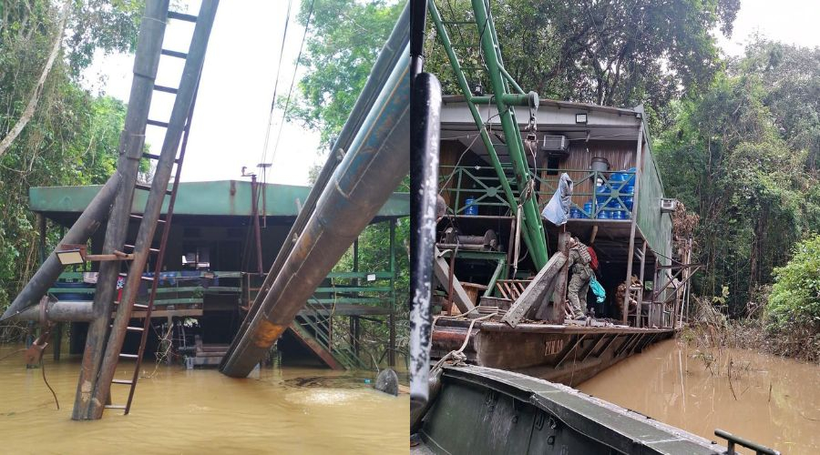 Exército destrói 16 dragas de garimpo escondidas na floresta amazônica