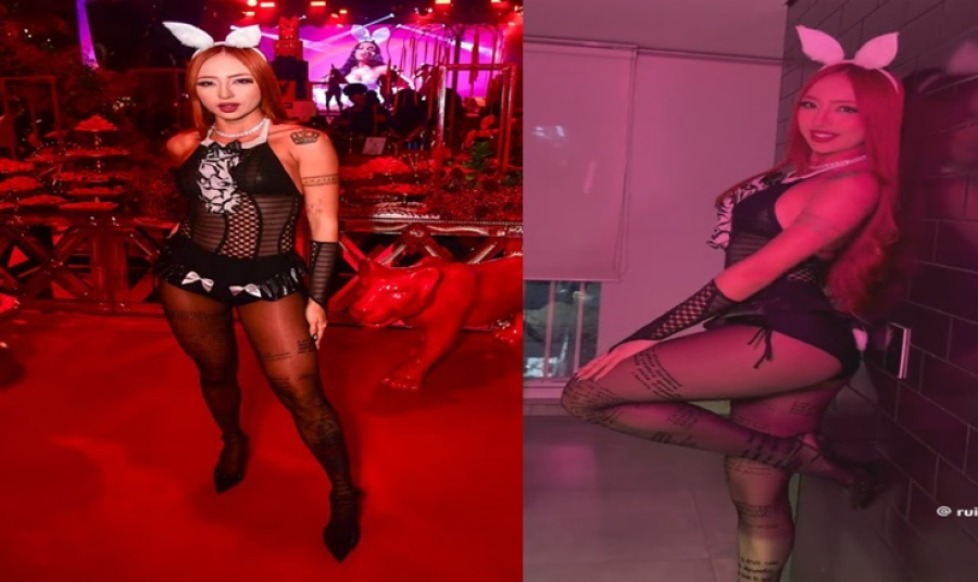 Ruivinha de Marte marca presença em festa luxuosa de MC Mirella com tema Playboy