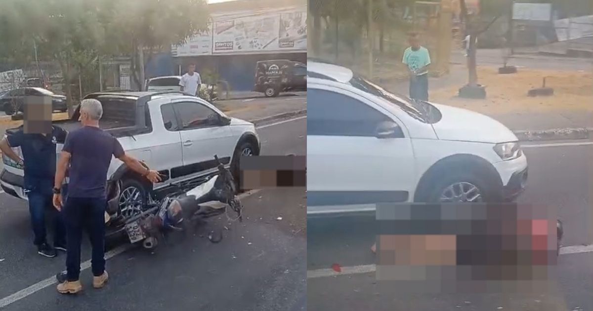 Colisão entre carro e moto deixa motociclista ferido na Avenida Brasil