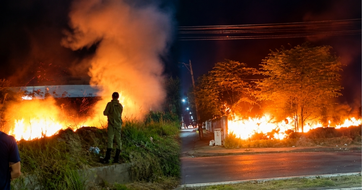 Incêndio em terreno abandonado assusta moradores no bairro Terra Nova