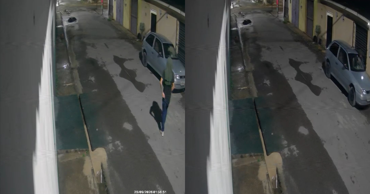 Homem é flagrado por câmera furtando carro durante a madrugada em Manaus