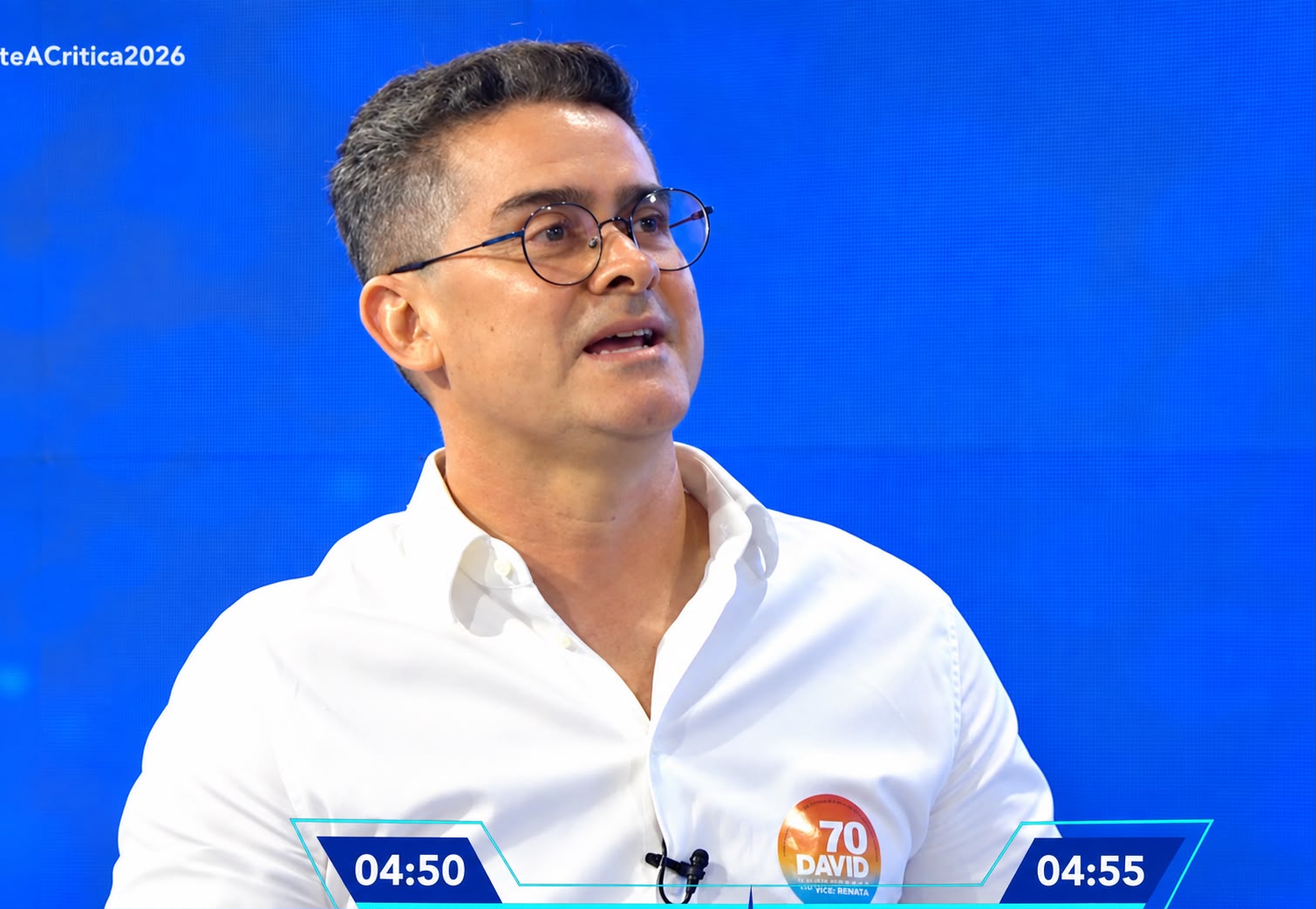 ”Cidade, senta aí que eu vou te falar o que fiz em quatro meses como governador”, diz David no debate da TV A Crítica
