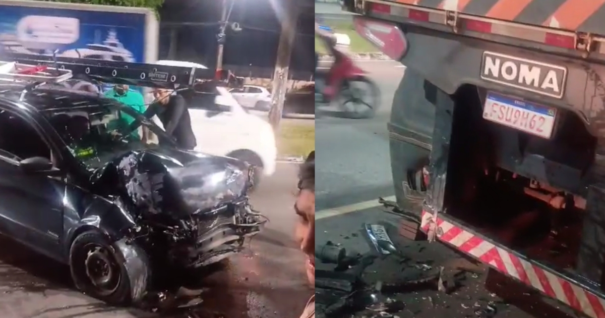 Motorista fica ferido após carro bater em carreta na zona Norte de Manaus