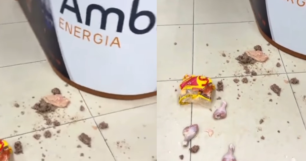 Moradora protesta contra falta de energia e leva carnes estragadas à Âmbar Energia