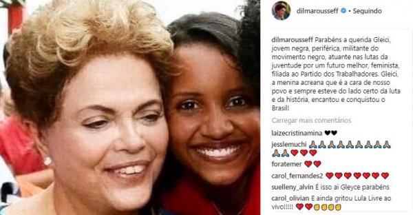 Lula, Dilma e Marina parabenizam Gleici pela vitória no BBB18